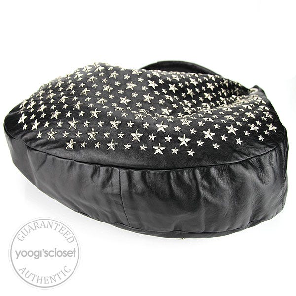 Jimmy Choo Black Nappa Leather Star Studded Sky Hobo Bag