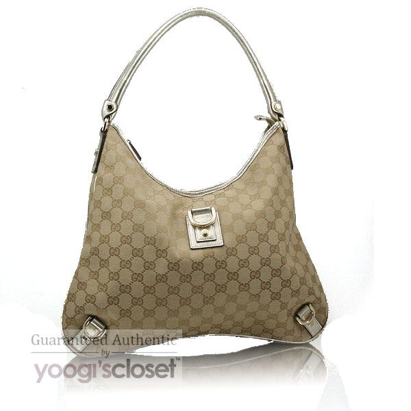 Gucci Beige/Gold GG Fabric Abbey Large Hobo Bag