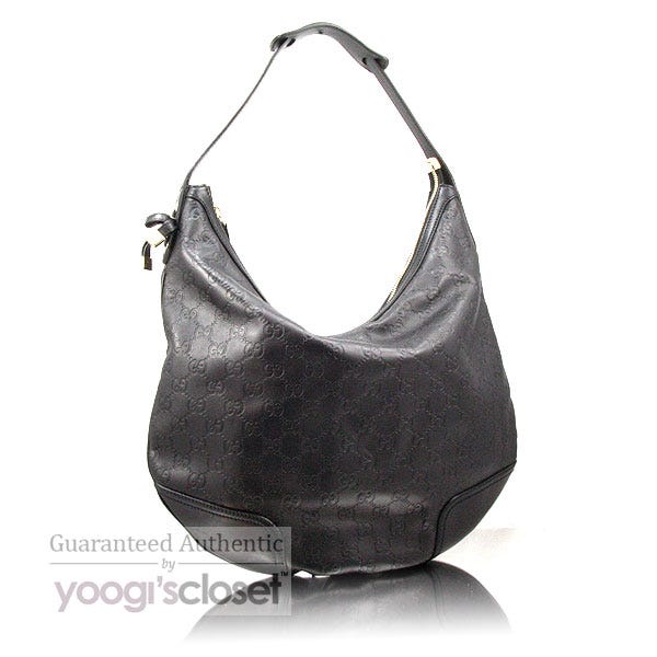 Gucci Black Leather Guccissima Princy Hobo Bag
