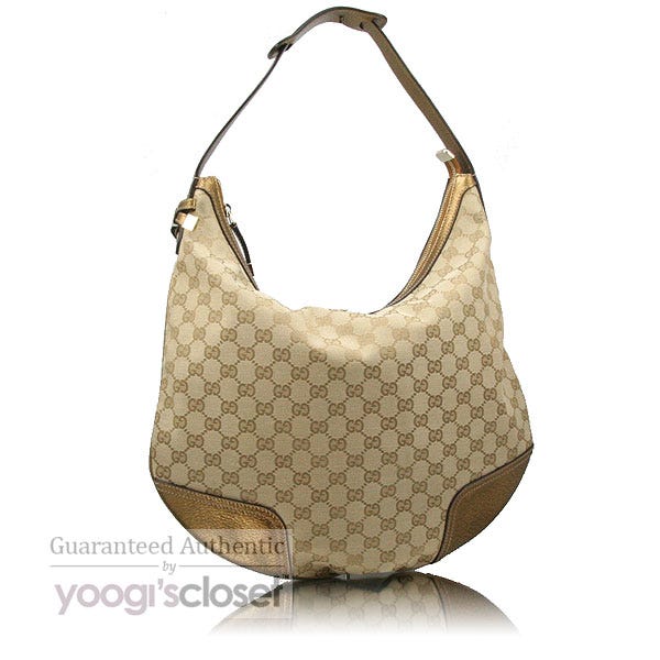 Gucci Beige/Gold GG Fabric Princy Hobo Bag