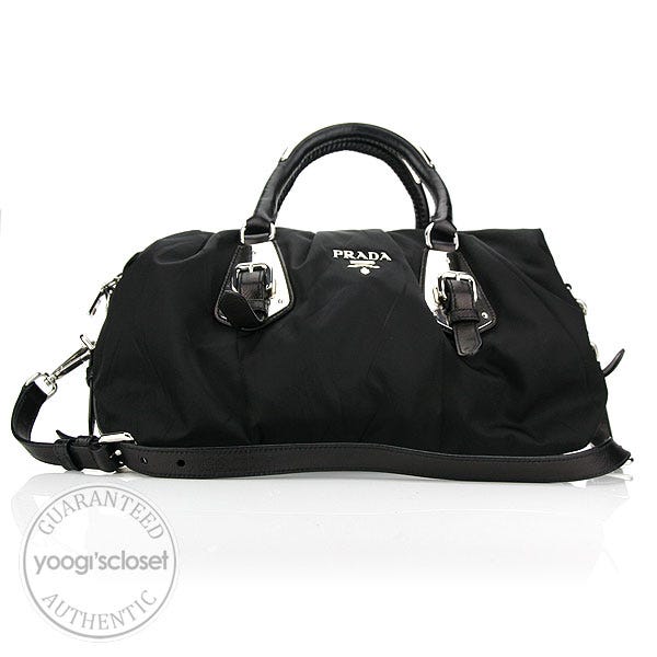 Prada Black Nylon Crispy Metal Tote Bag BL0416