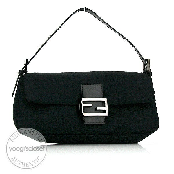 Fendi Black Zucchino Canvas East-West Baguette Bag - 8BR181