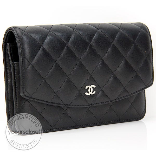 Chanel Black Quilted Lambskin Wallet-Clutch