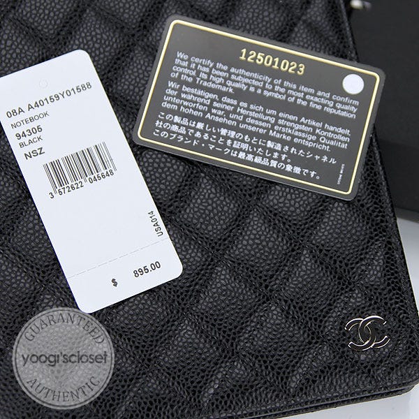 Auth CHANEL Notebook cover soft caviar skin Ring Agenda Cover
