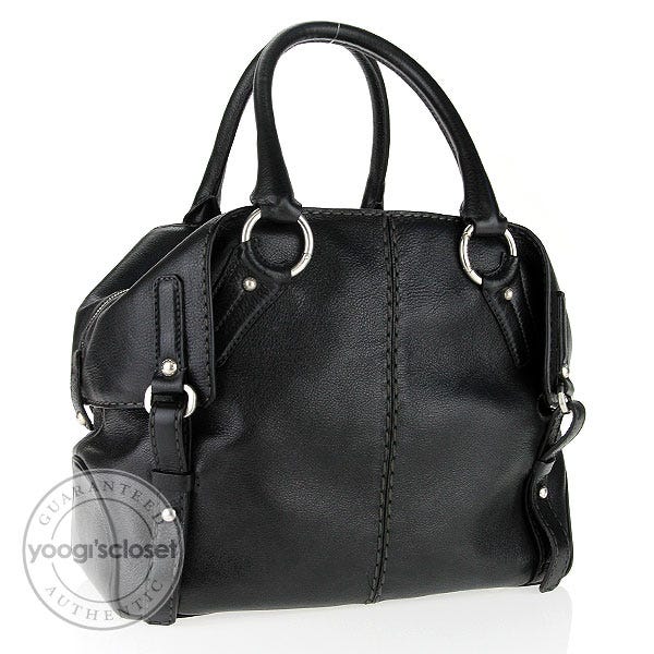 Tod's Black Leather Large Fold-Over Tote Bag