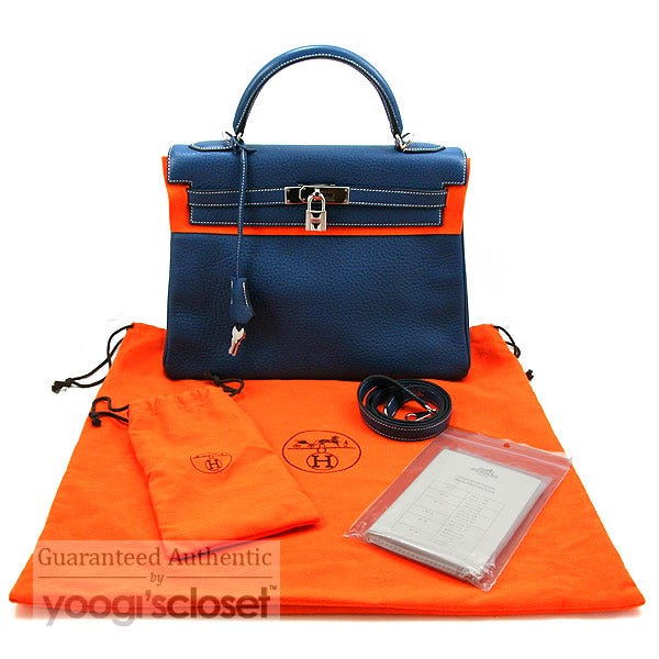 Hermès Kelly 35 cm.  Blue bag outfit, Hermes kelly, Hermes bags