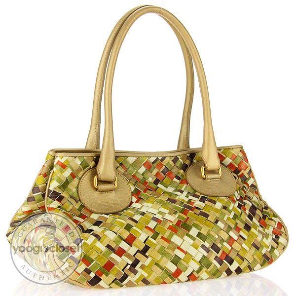 Bottega Veneta Multicolore Woven Leather Satchel Bag