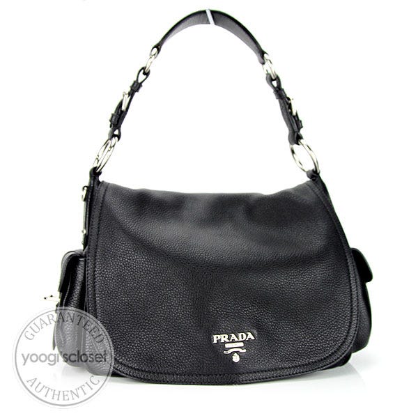 Prada Black Vitello Daino Shoulder Bag BR3706