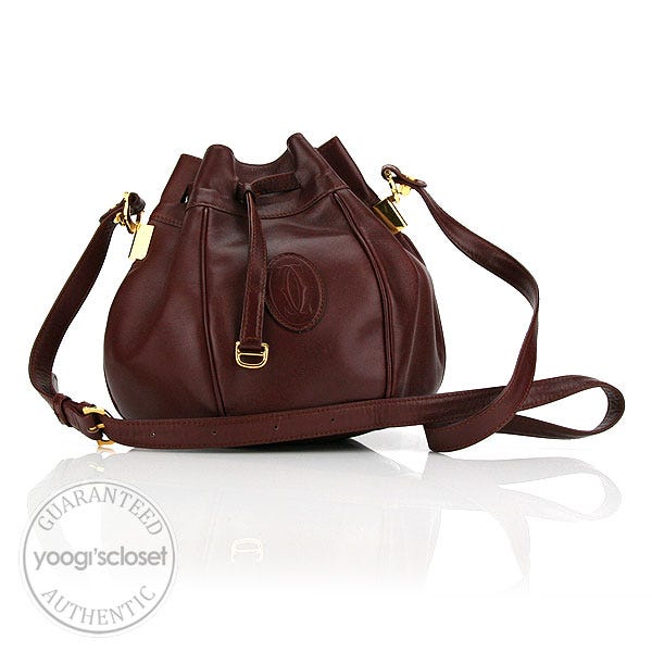 Cartier Bordeaux Leather Small Drawstring Bag