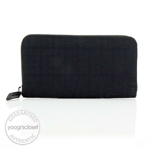 Fendi Black Zucca Zip-Around Long Wallet
