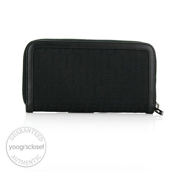 Fendi Black Zucchino Zip-Around Long Wallet