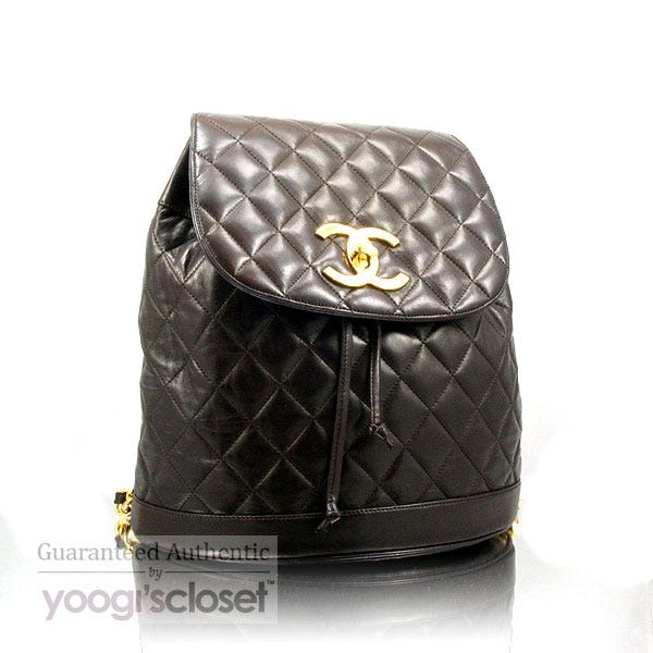 Chanel Dark Brown Quilted Lambskin Backpack Bag
