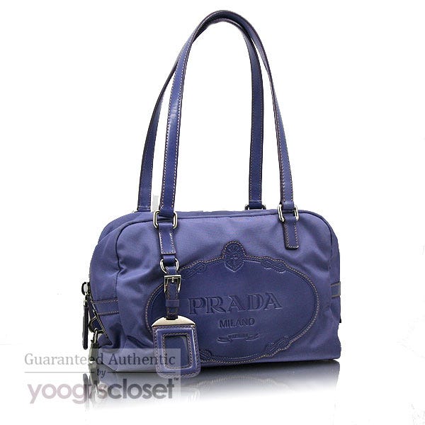 Prada Purple Tessuto Nylon Large LogoTote Bag