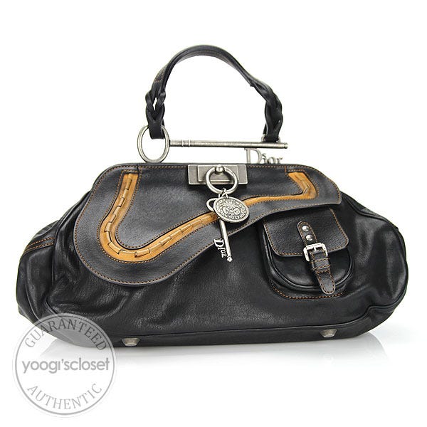 Christian Dior Black Leather Gaucho Frame Bag