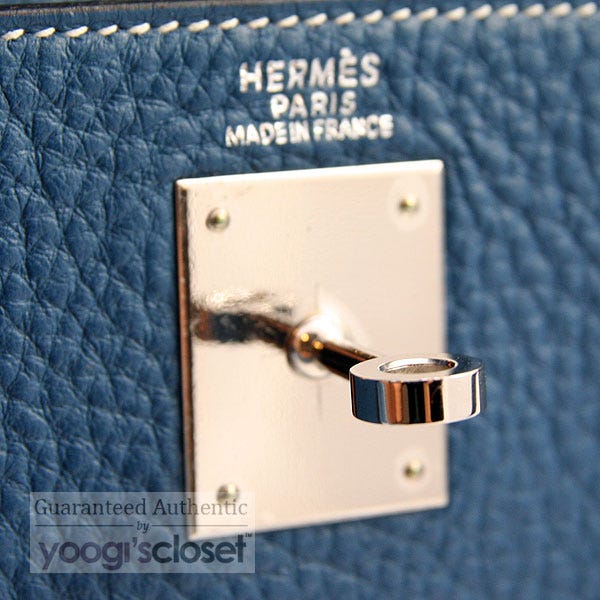 Hermes Kelly Handbag Bleu Glacier Clemence with Palladium Hardware 32 at  1stDibs