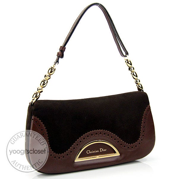 Christian Dior Brown Suede Shoulder Bag