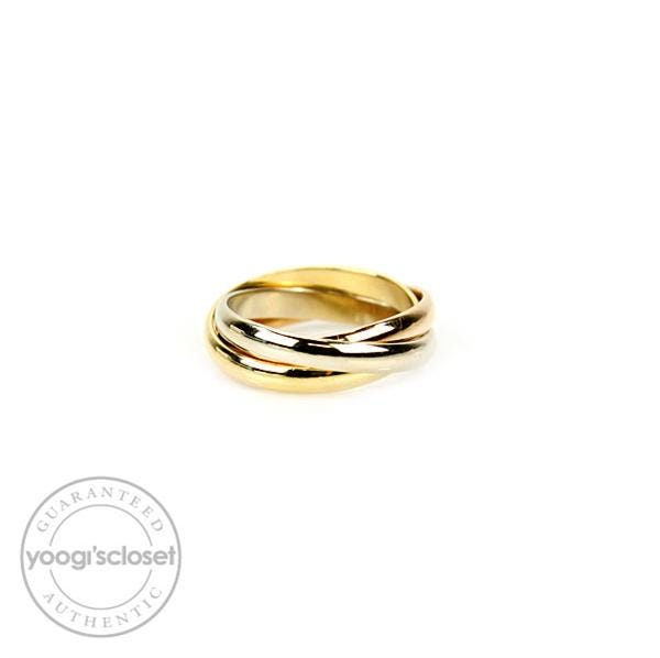Cartier 18k Trinity Tri-Color Gold Rolling Ring Size 4