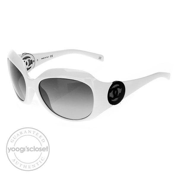 Chanel White Frame Grey Gradient CC Logo Sunglasses