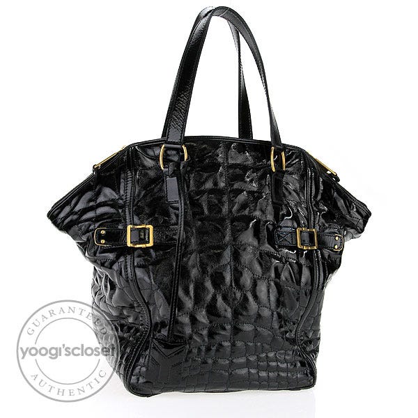 Yves Saint Laurent Black Patent Leather Downtown Medium Tote Bag