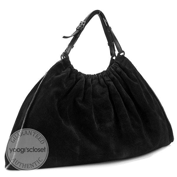 Gucci Black Suede Gathered Hobo Bag