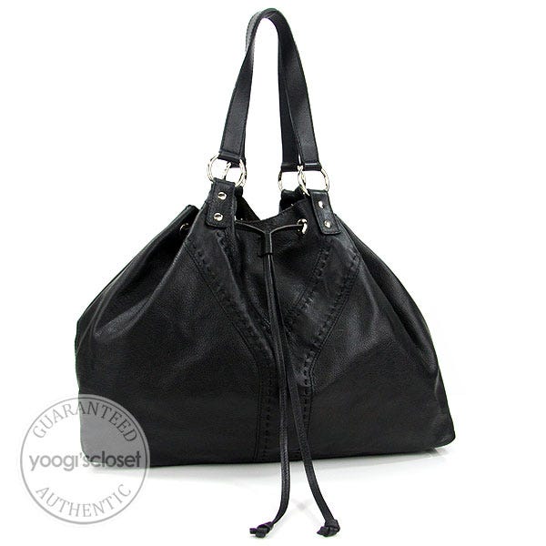 Yves Saint Laurent Black Leather Double Sac Tote Bag