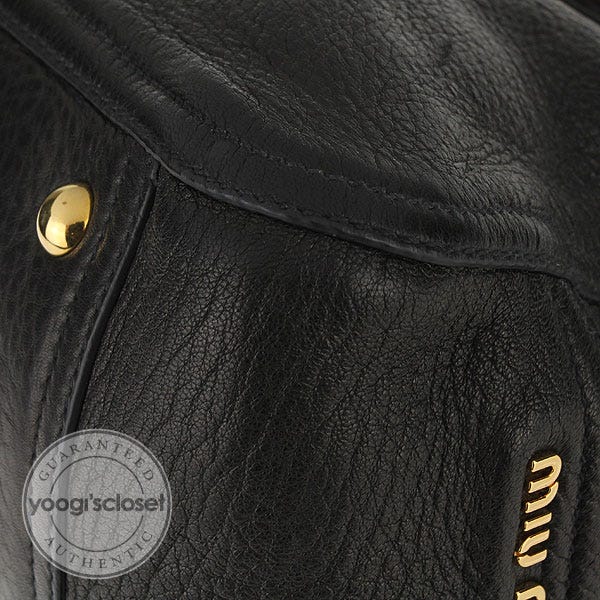 Miu Miu Black Cervo Leather Shopping Pattina Bag - Yoogi's Closet