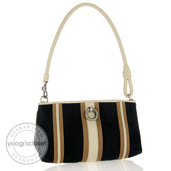 Bottega Black Veneta Woven Ring Clutch Bag