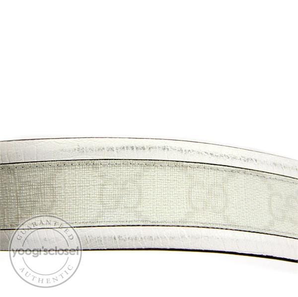 Gucci White GG Coated Canvas Gold Logo Buckle Belt | Yoogi's