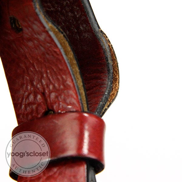 SAINT LAURENT Leather Mombasa Horn Bag Red 27338