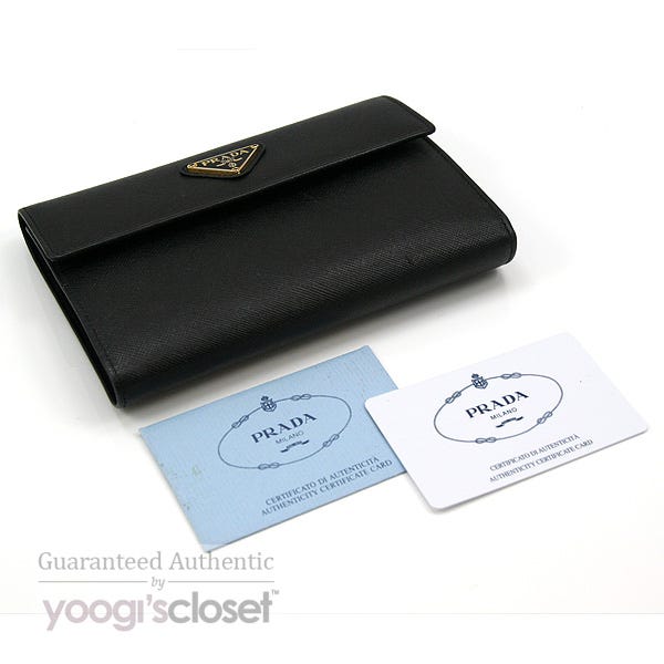 Prada Black Saffiano Leather Coin Purse/Wallet | Yoogi's Closet