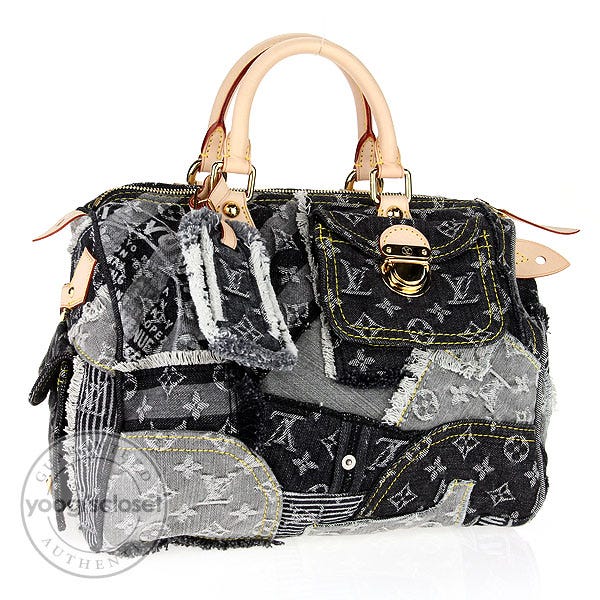 Louis Vuitton Limited Edition Noir Monogram Denim Patchwork Speedy Bag