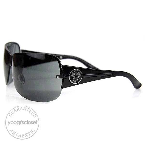 Gucci Grey Lenses Black GG Crest Logo Sunglasses 2828/S