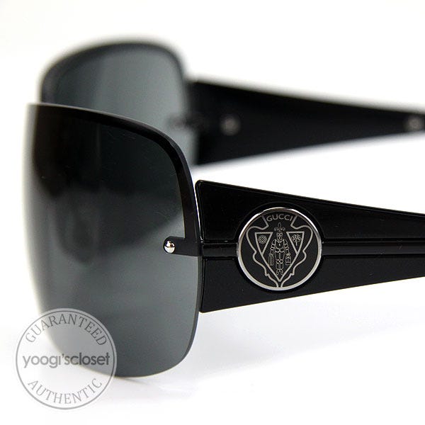 Gucci Grey Lenses Black GG Crest Logo Sunglasses 2828/S  display picture 3