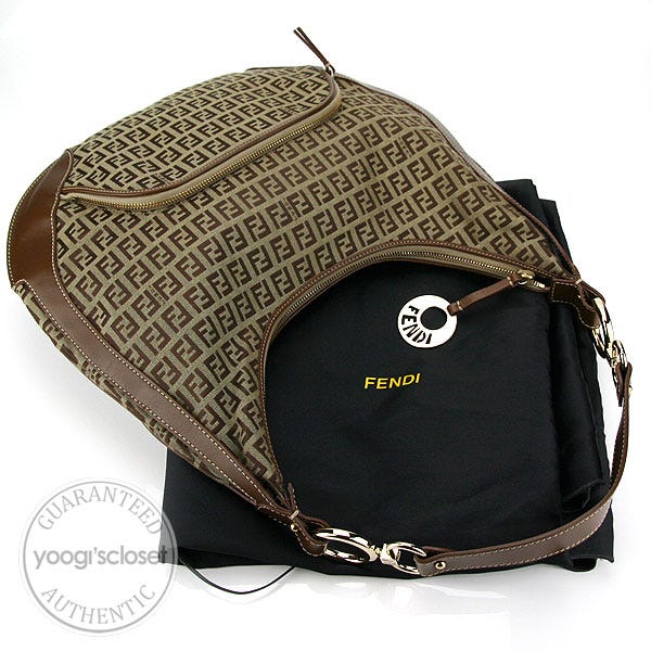 Fendi Zucchino Canvas Front Pocket Hobo Bag - 8BR465