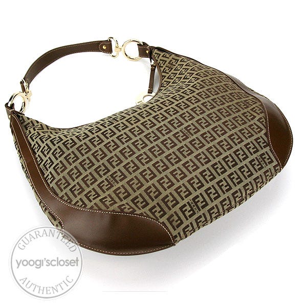 Fendi Zucchino Canvas Front Pocket Hobo Bag - 8BR465