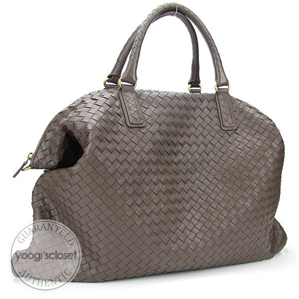 Bottega Veneta Ash Brown Woven Leather Convertible Large Tote Bag