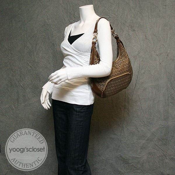 Fendi Zucchino Canvas Front Pocket Hobo Bag - 8BR465