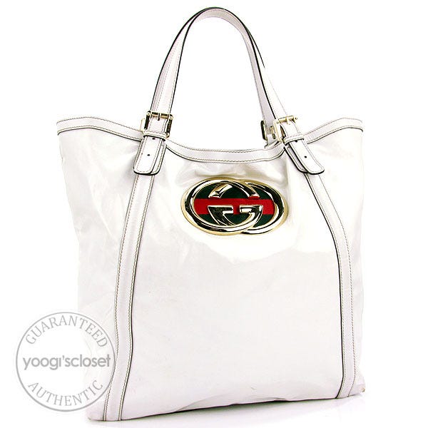 Gucci White Dialux Britt Large Tote Bag