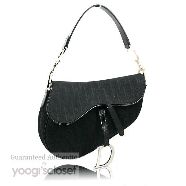 Christian Dior Black Logo Saddle Bag