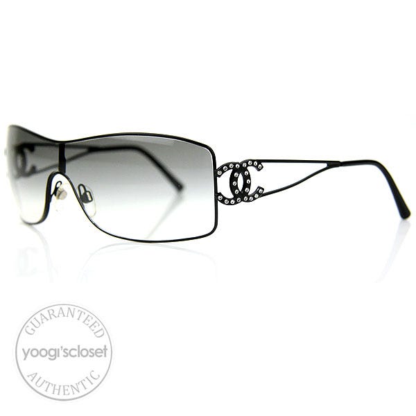 Chanel Black CC Logo Swarovski Crystals Sunglasses 4072-B