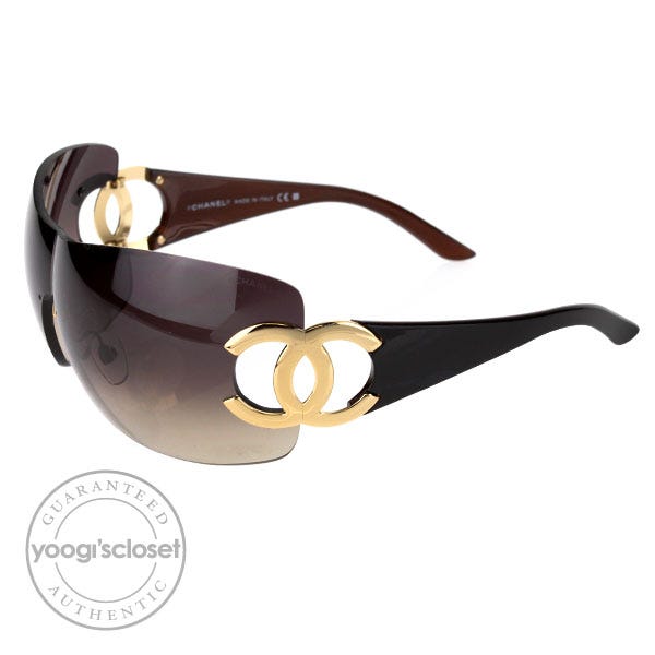 Chanel Brown Gradient Shield Sunglasses