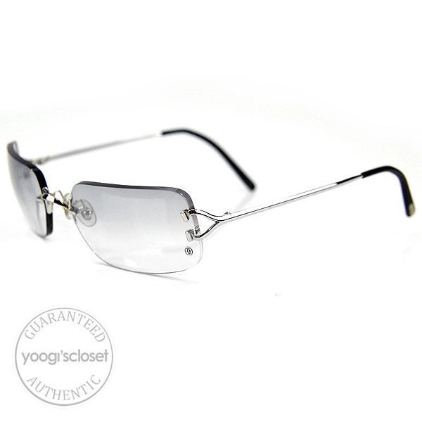 Cartier Light Grey Gradient Lenses Rimless Frame Sunglasses 135