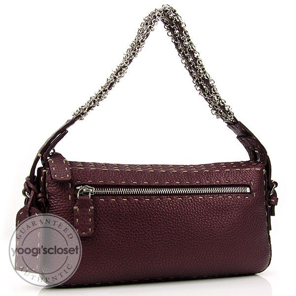 Fendi Metallic Purple Leather Selleria Small Shoulder Bag-8BR172