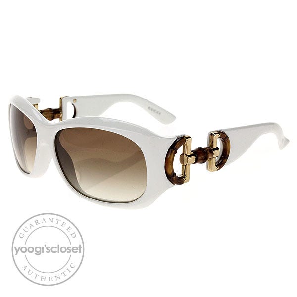 Gucci White Havana Bamboo Horsebit Sunglasses