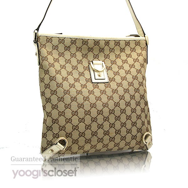 Gucci Beige/Ebony GG Fabric D-Ring Messenger Bag