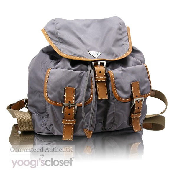 Prada Grey Tessuto Nylon Backpack Bag