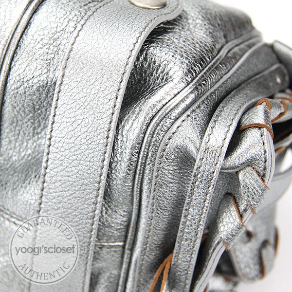 Chloe Silver Metallic Leather Silverado Satchel Bag   Yoogi's Closet