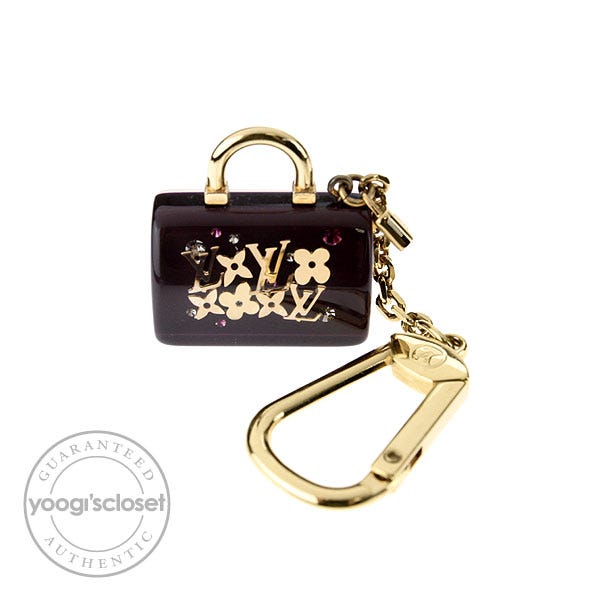 Louis Vuitton Bag Charm Keychain Speedy Purple Gold LV Logo Ladies  Accessories