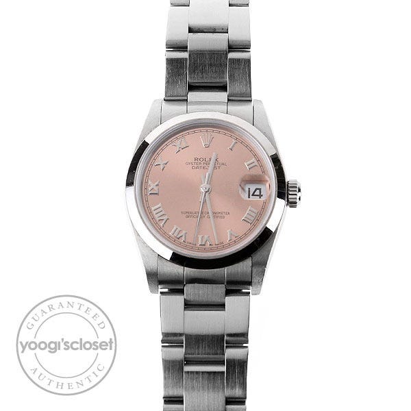 Rolex Stainless Steel Pink Dial Ladies 31mm Datejust Watch