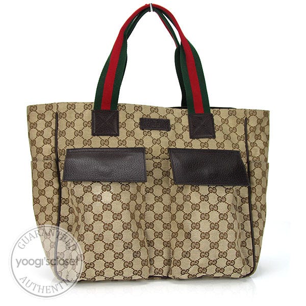 Gucci Beige/Ebony GG Fabric Large  Multipocket Tote Bag